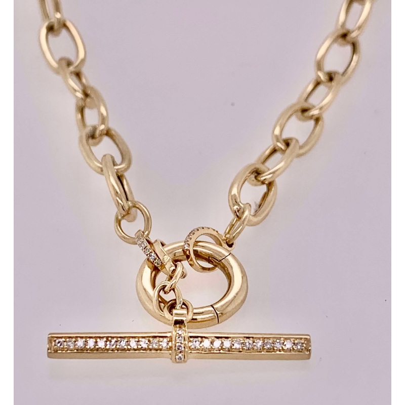 14K Charm Holder Necklace with Toggle