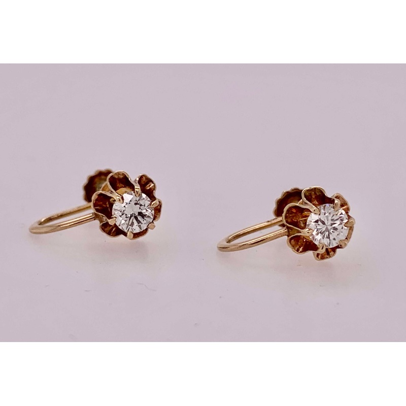 14K Estate Clip-on Diamond Earrings