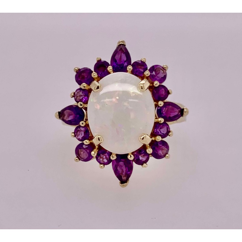 14K Estate Opal & Amethyst Ring