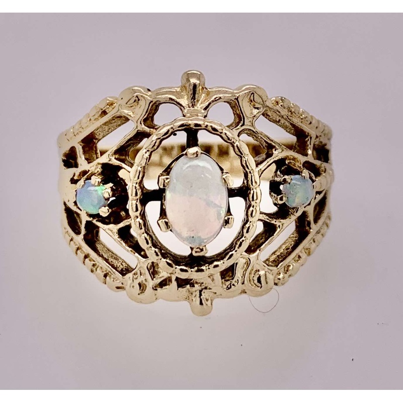 14K Estate Opal Filigree Ring