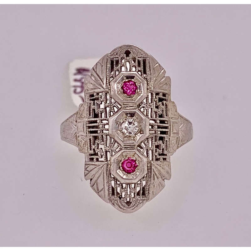 14K Estate Ruby & Diamond Ring