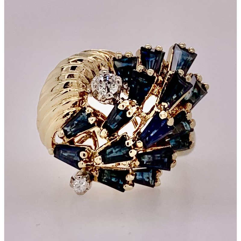 14K Estate Sapphire & Diamond Ring