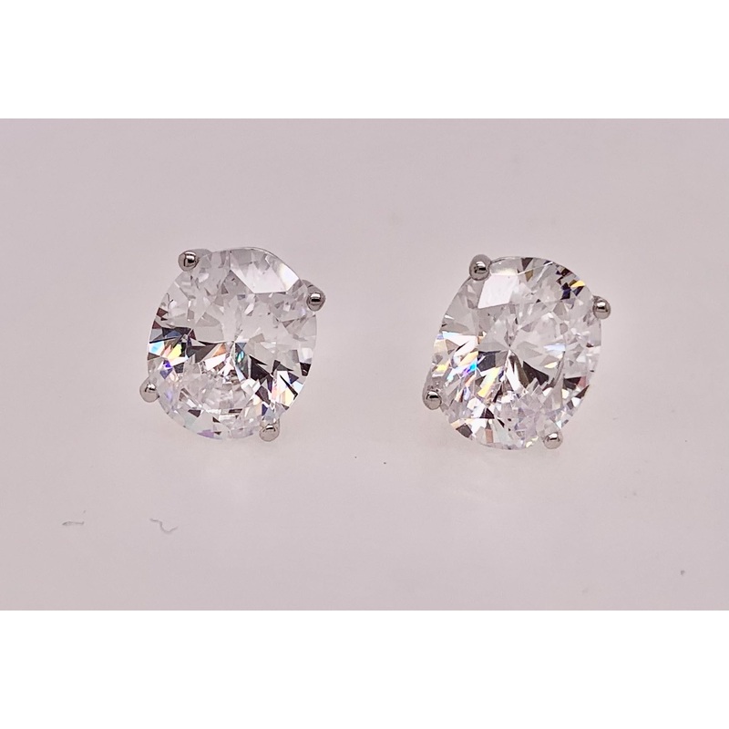 14K Oval Cubic Zirconia Earrings