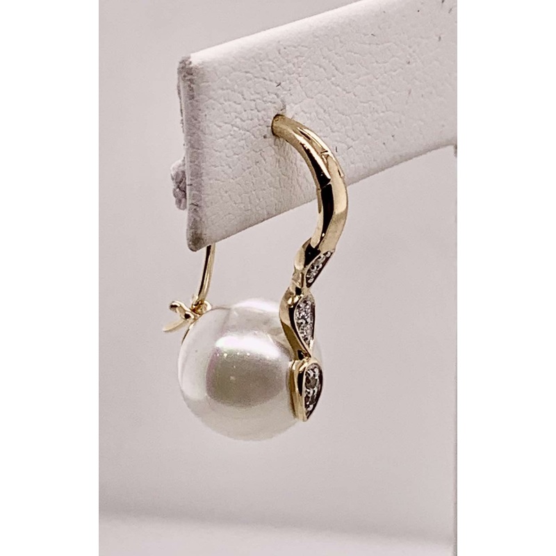 14K Pearl & Diamond Earrings