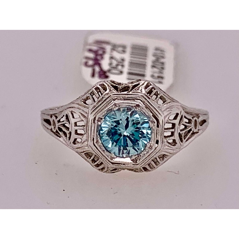18K Estate Blue Zircon Ring