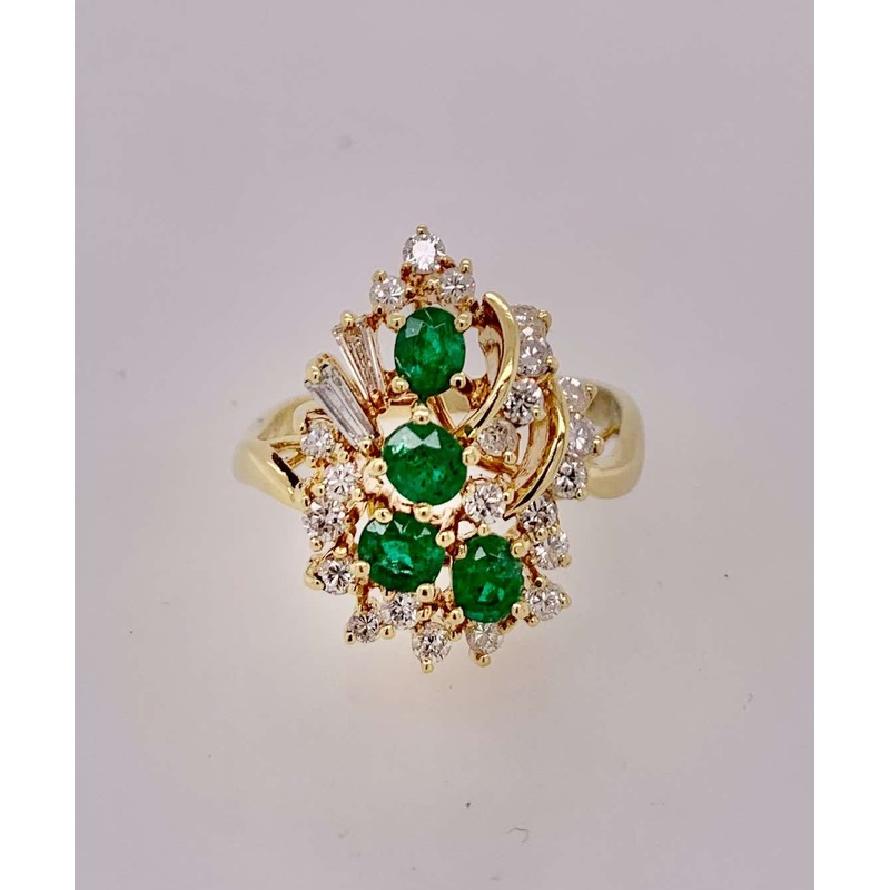 18K Estate Emerald & Diamond Ring
