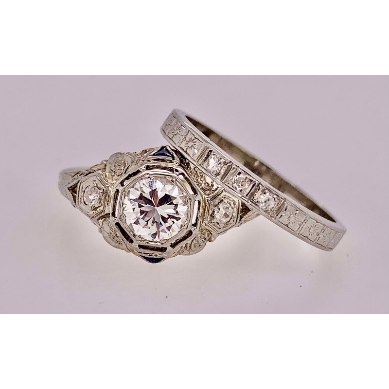 18K Estate Wedding Set