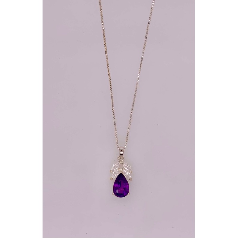 Sterling Amethyst & CZ Pendant