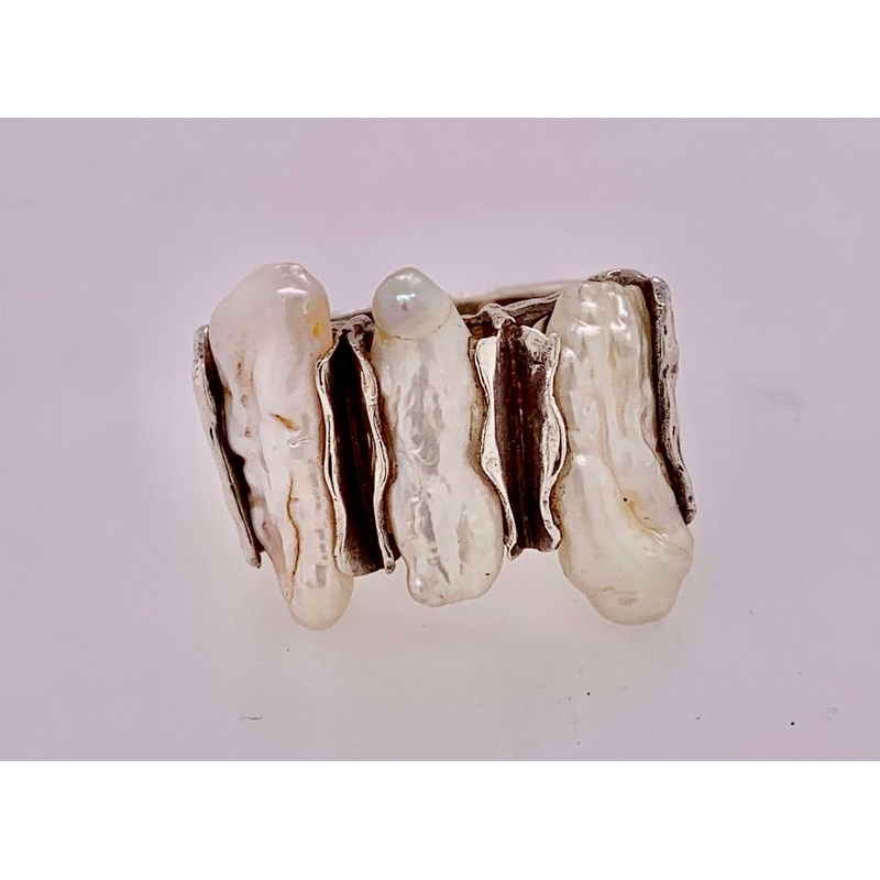 Sterling & Freshwater Keshi Pearl Ring