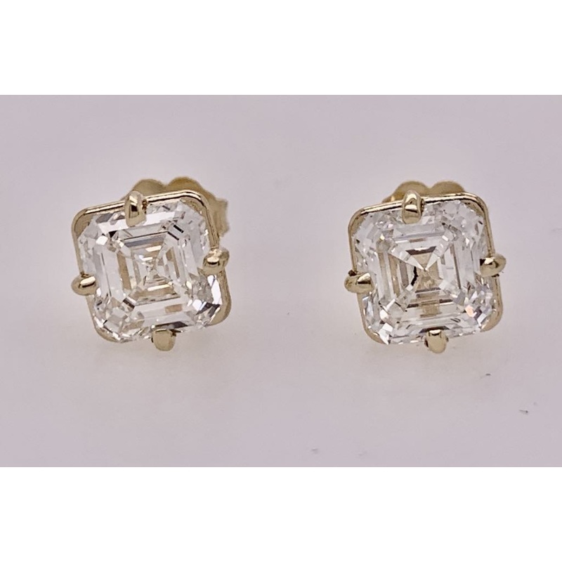 14K LAB Asscher Cut Diamond Earrings