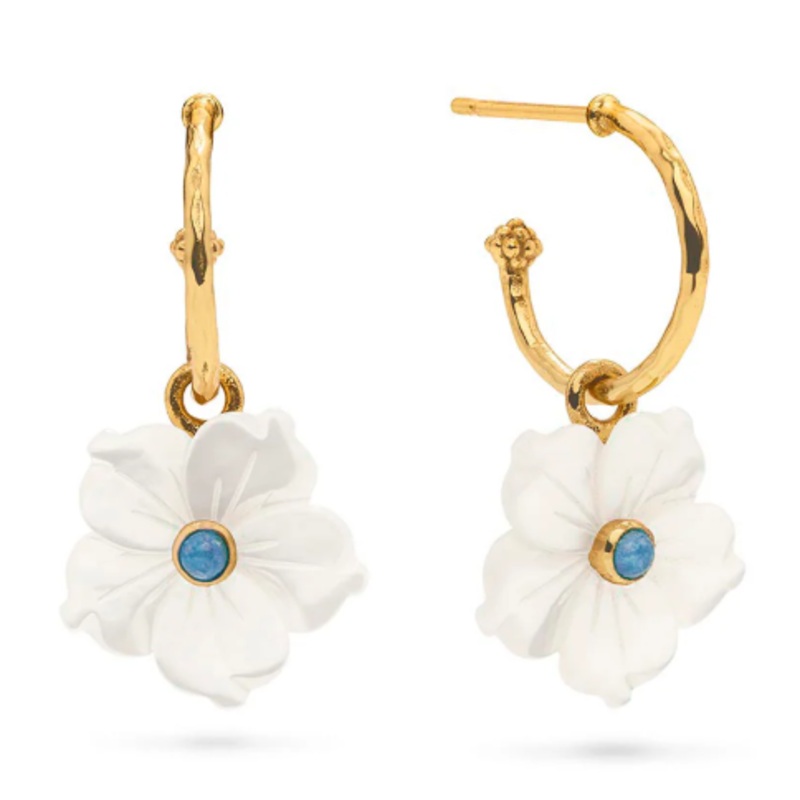 Capucine De Wulf Mermaid Garden Hoop Earrings with Flower Charm