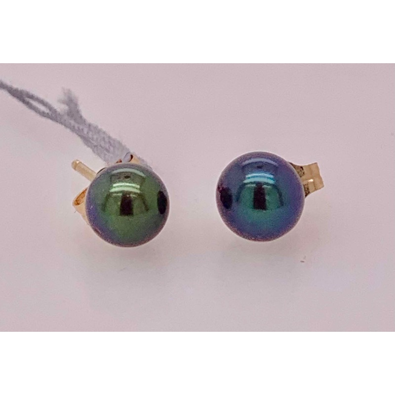 Estate Black Pearl Earrings