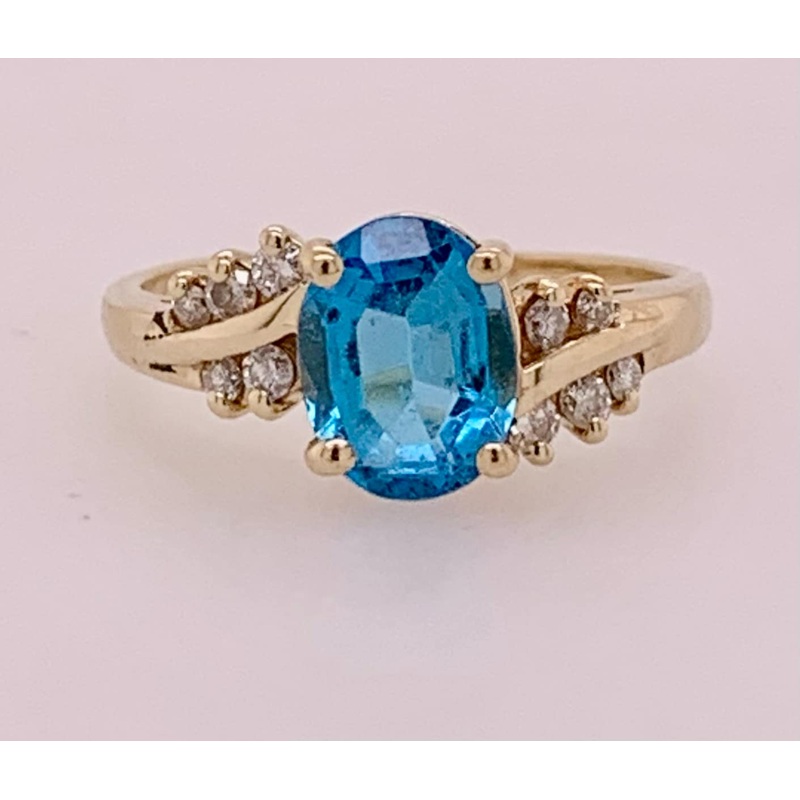 Estate Blue Topaz & Diamond Ring