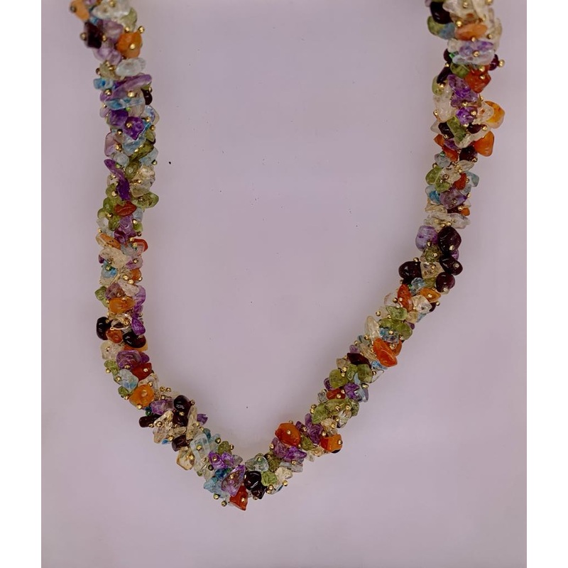 Estate Gold Filled Gemstone Cluster Necklace