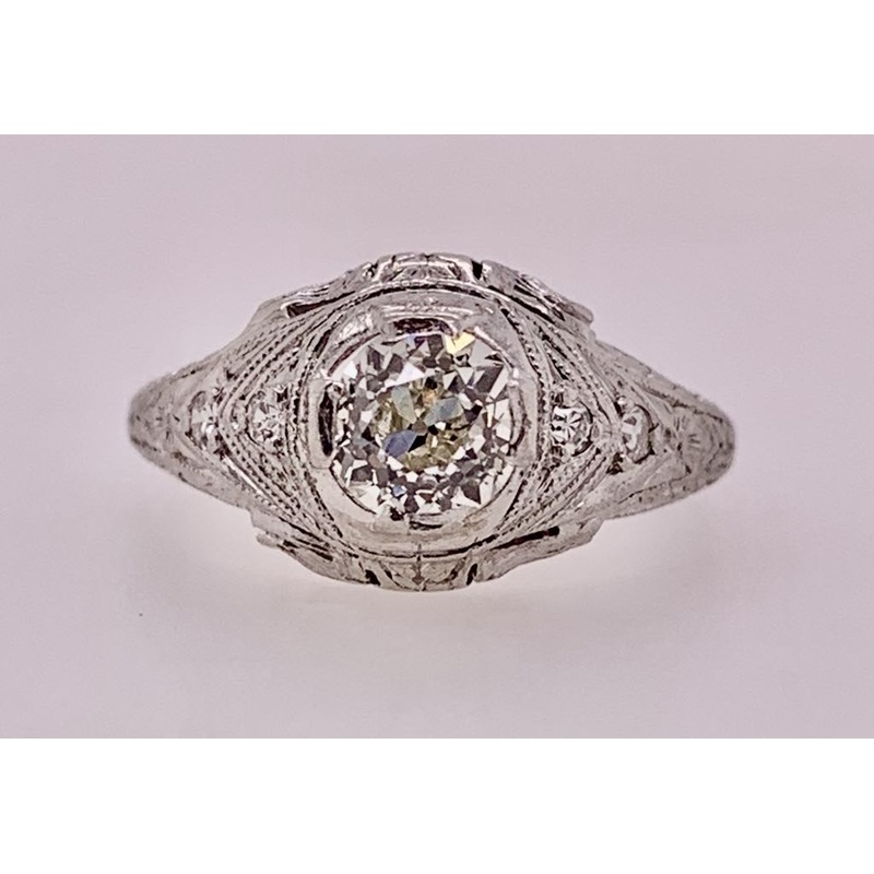 Estate Platinum Filigree Diamond Ring