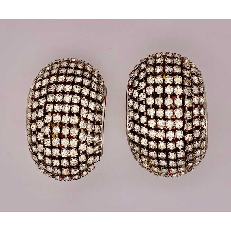 Estate Rhinestone Clip-On Earrings