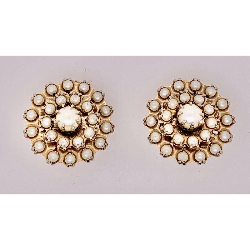 Estate Simulated Pearl Earrings.