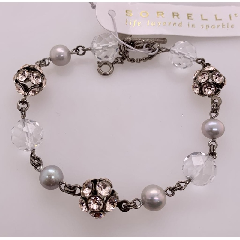 Sorrelli Delicate Bead & Crystal Line Tennis Bracelet
