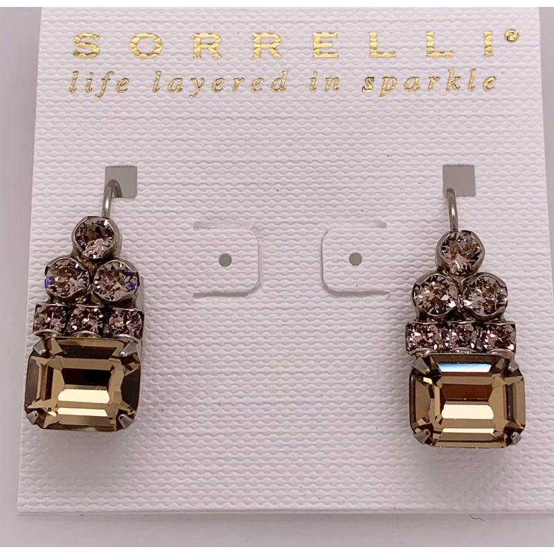 Sorrelli Round Crystal Pyramid and Octagon Dangle Earrings