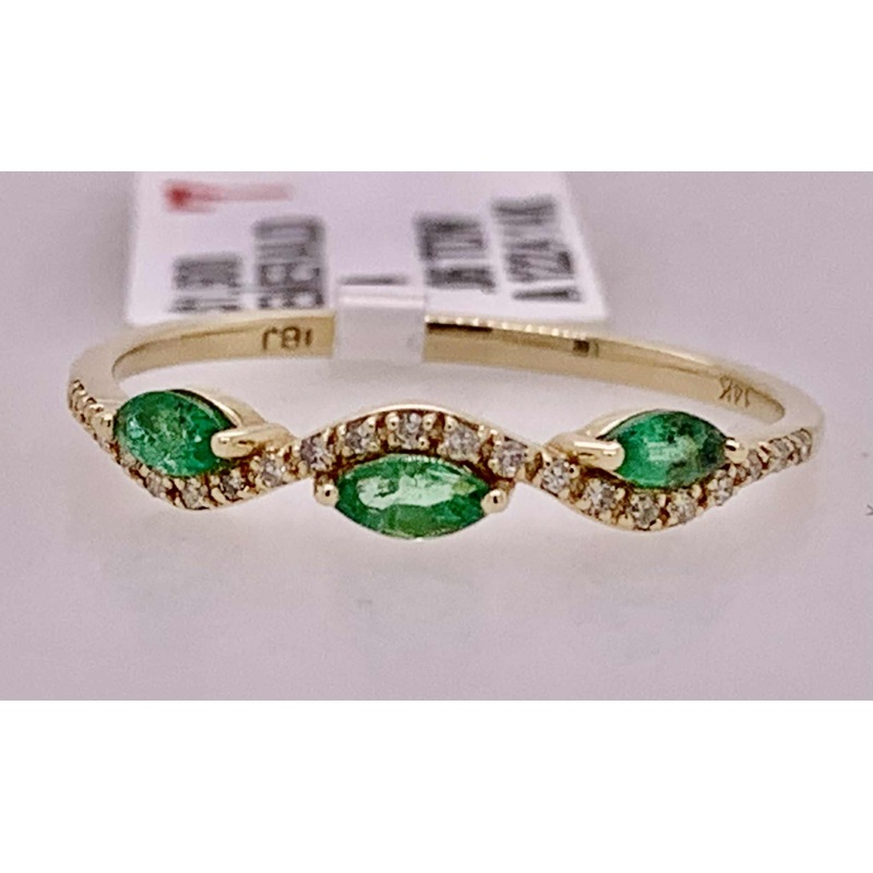 14K Emerald & Diamond Band