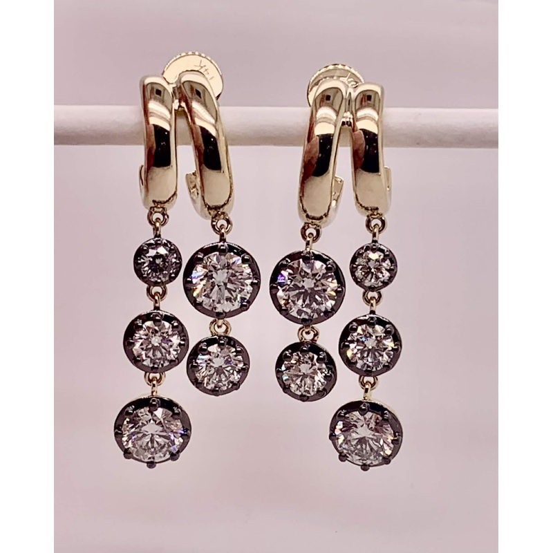 14K LAB Diamond Dangle Earrings