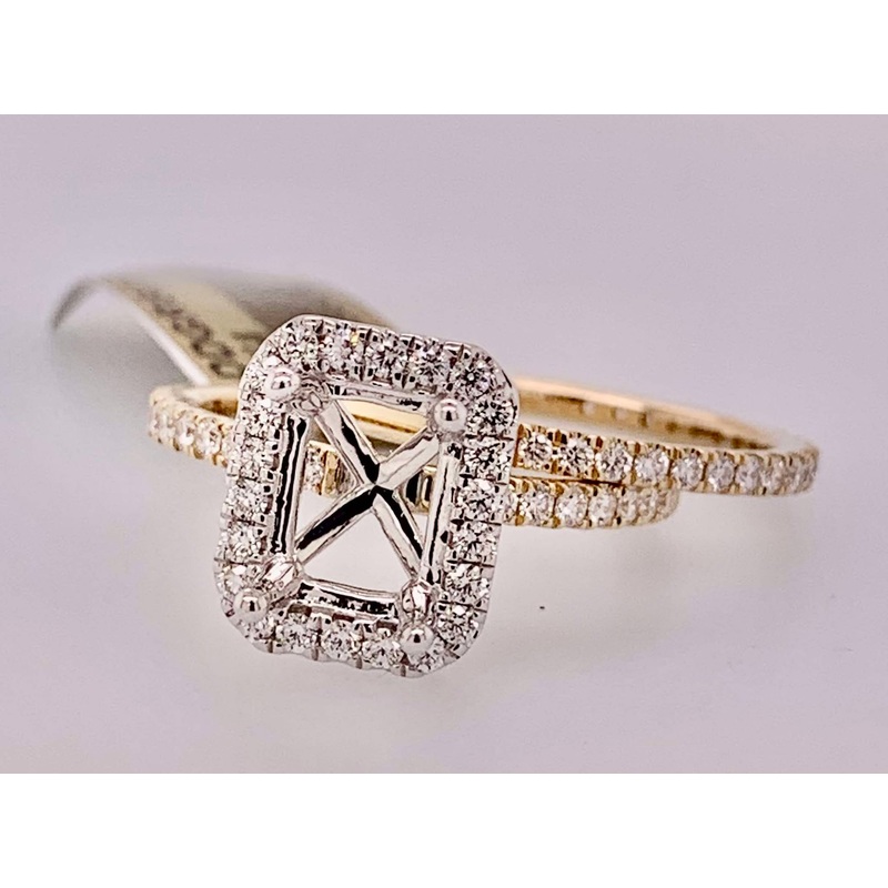 14K Two tone Bridal Semi-Mount Set