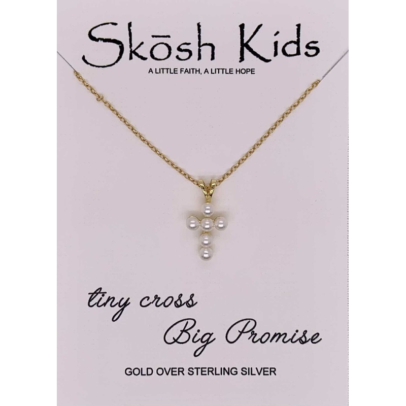 Skosh Kids Small Pearl Cross Necklace
