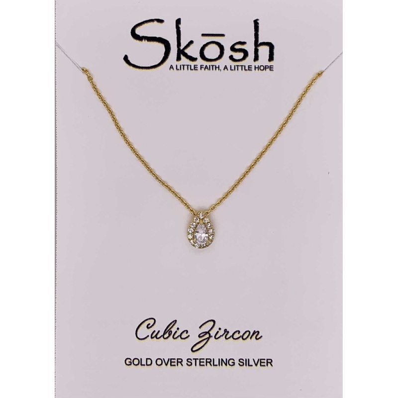 Skosh Pear Halo CZ Necklace