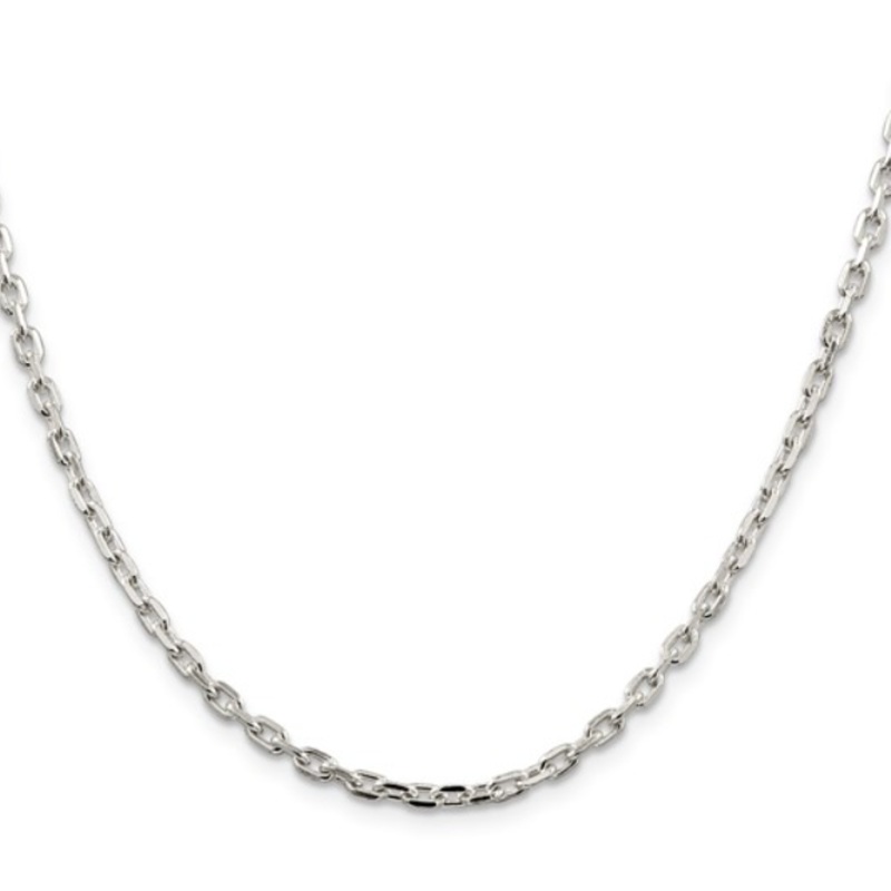 Sterling Beveled Oval Cable Chain