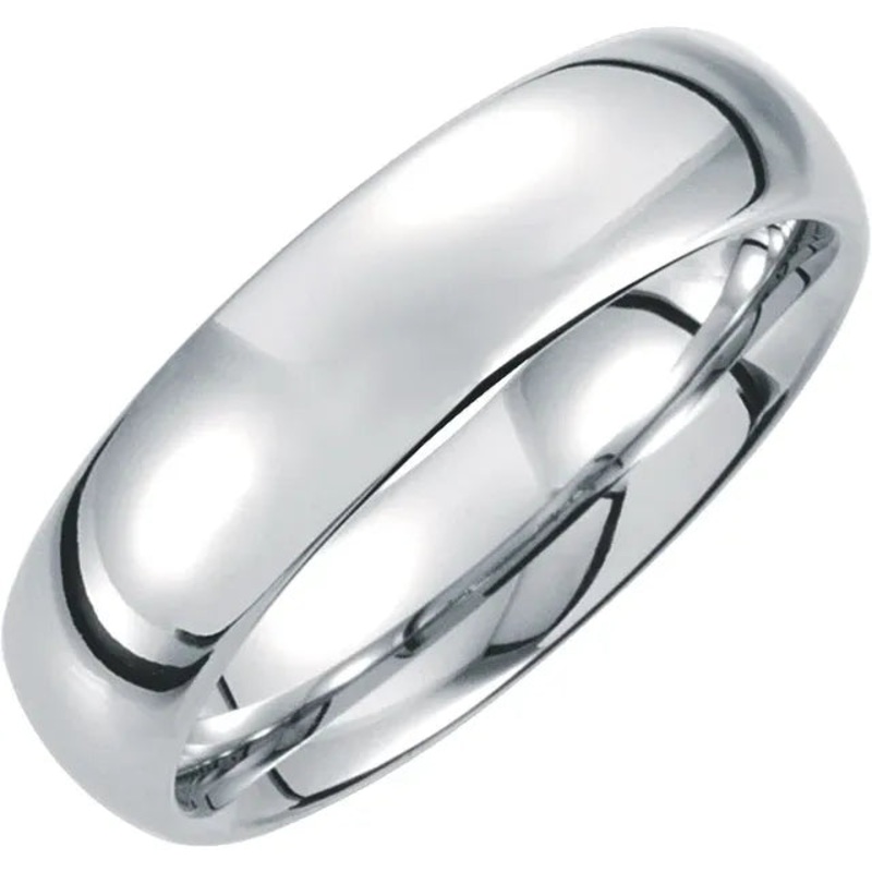 White Tungsten Comfort-Fit Half Round Band