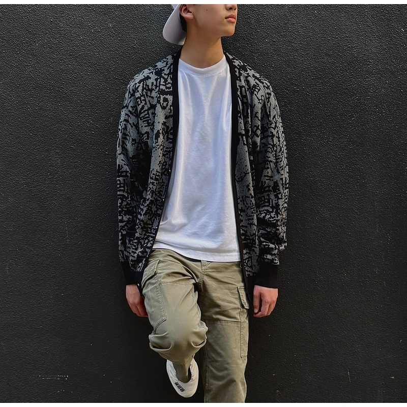 King of Kowloon Cardigan, Grey/Black