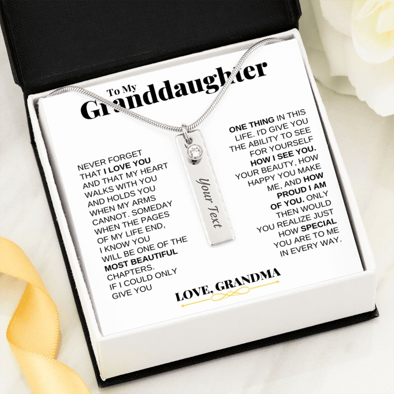 To My Granddaughter – Personalized Birthstone Pendant Gift Set – SS170B