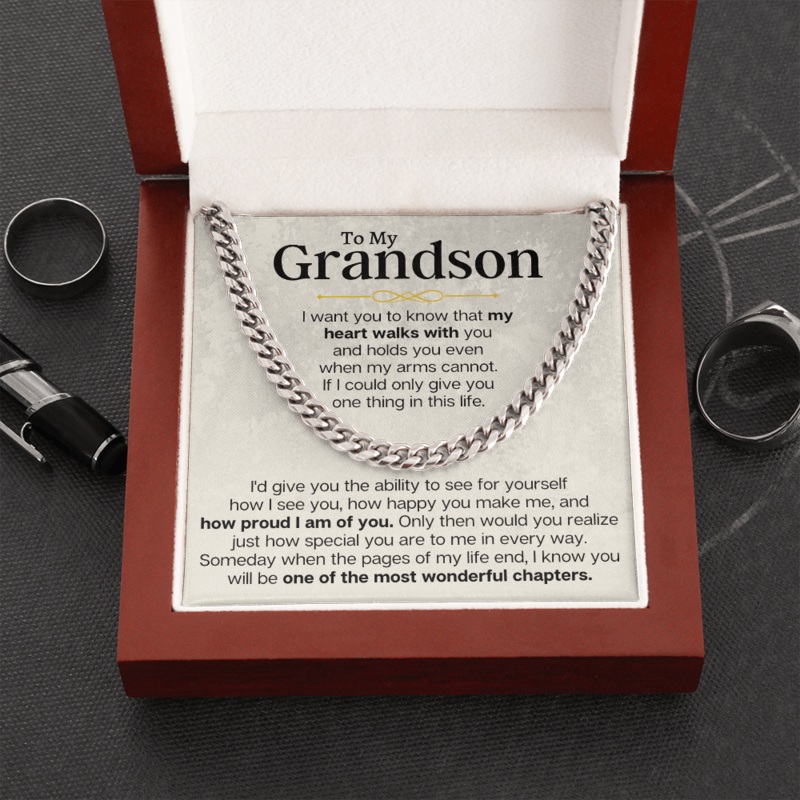 To My Grandson – Cuban Link Chain Gift Set – SS161