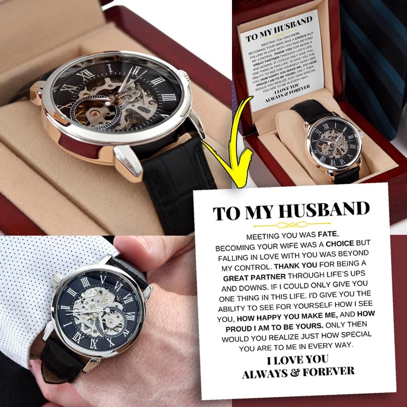 To My Husband – Premium Automatic Openwork Watch – Gift Set – SS215