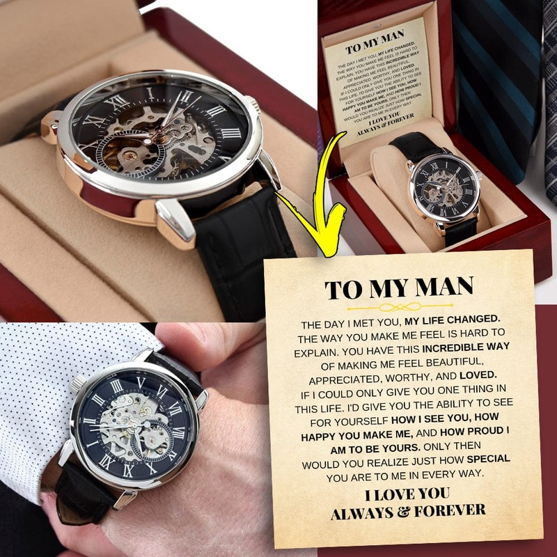 To My Man – Premium Automatic Openwork Watch – Gift Set – SS166-OW