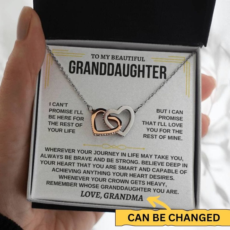 [ALMOST SOLD OUT] To My Beautiful Granddaughter – Intertwined Hearts Keepsake Necklace Gift Set – SS117GM