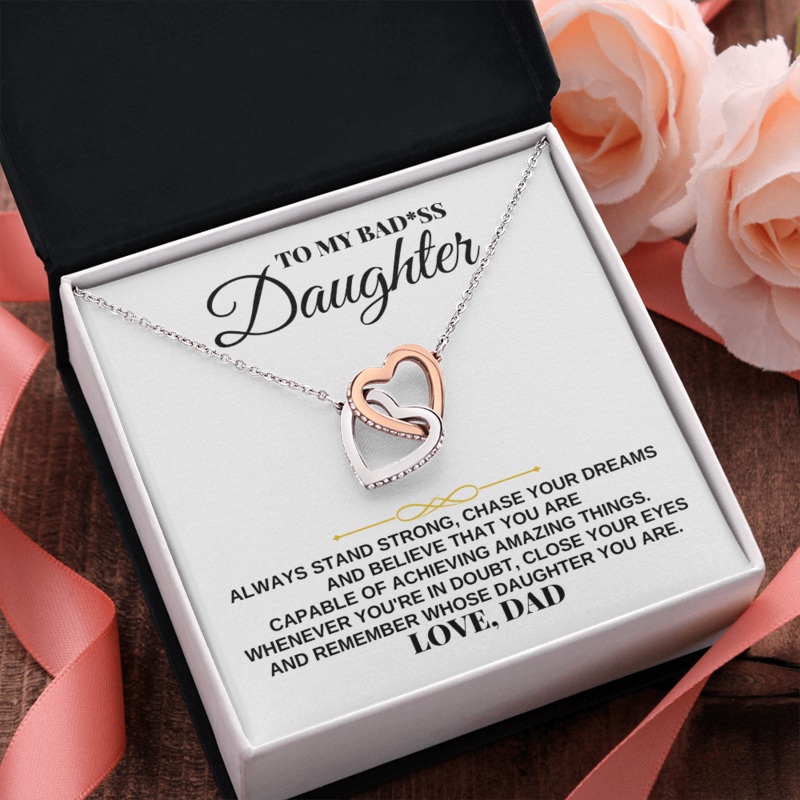 To My Badass Daughter – Love Dad – Interlocking Hearts Gift Set – SS240D