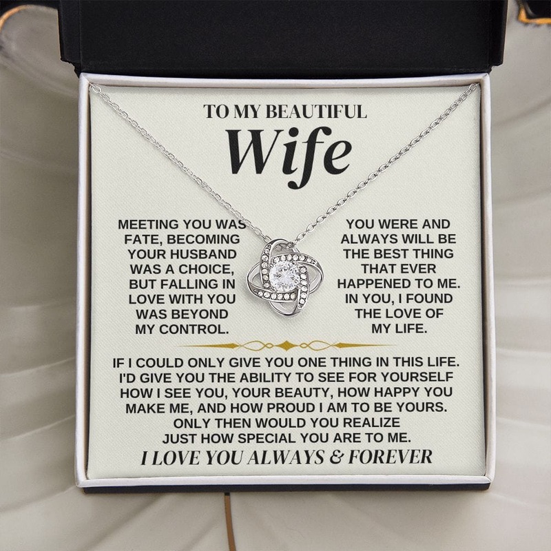 To My Beautiful Wife – Love Knot Necklace Gift Set – SS323