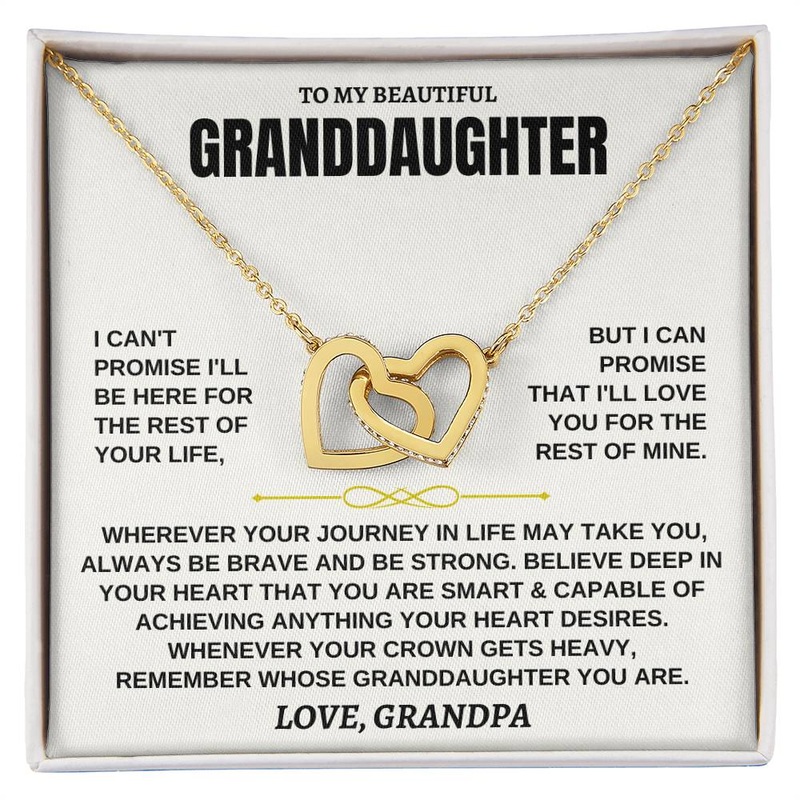 To My Granddaughter – Personalized 18k Yellow Gold Interlocked Hearts Gift Set – SS117