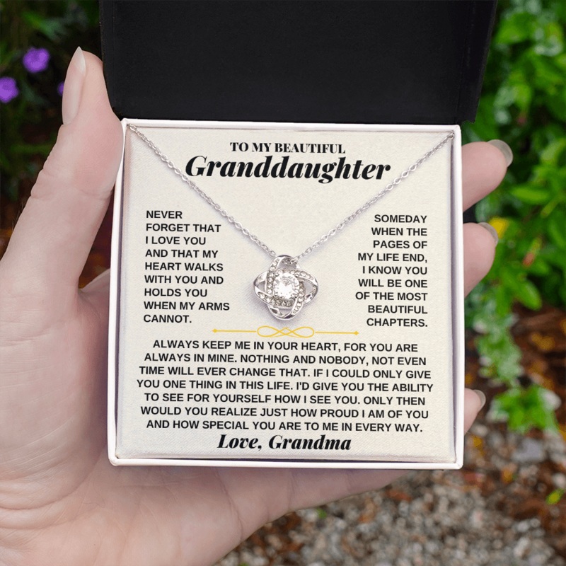 To My Granddaughter – Personalized Love Knot Gift Set – SS253