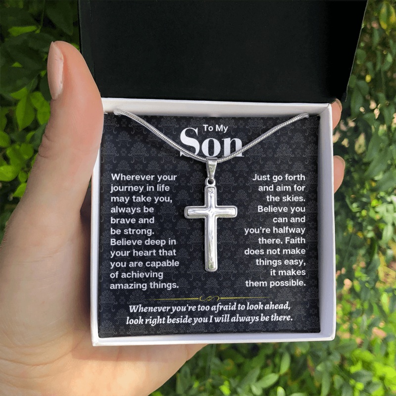 To My Son – Personalized – Artisan-Crafted Cross – Gift Set – SS178S
