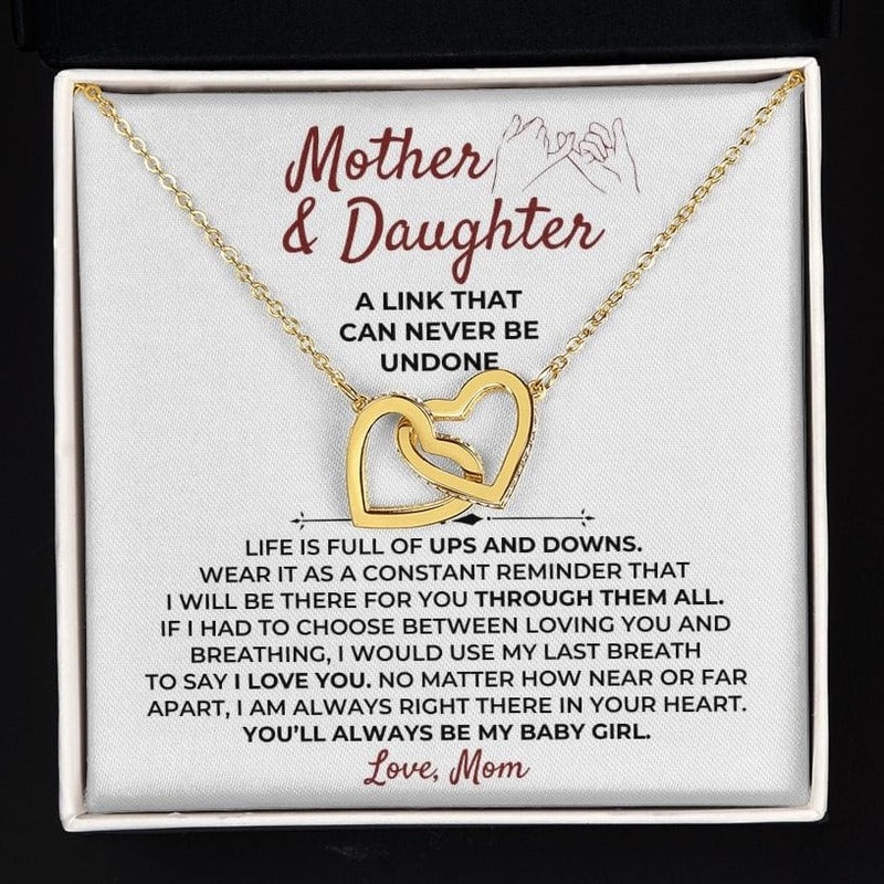 To My Daughter – Love, Mom – Beautiful Linked Hearts Gift Set – SS398