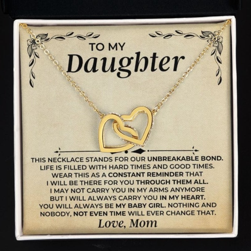 To My Daughter – Love Mom – Interlocked Hearts Gift Set – SS409