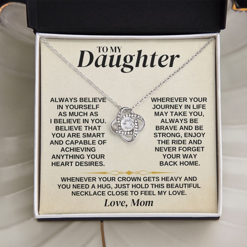 To My Daughter – Mom – Love Knot Necklace Gift Set – SS336
