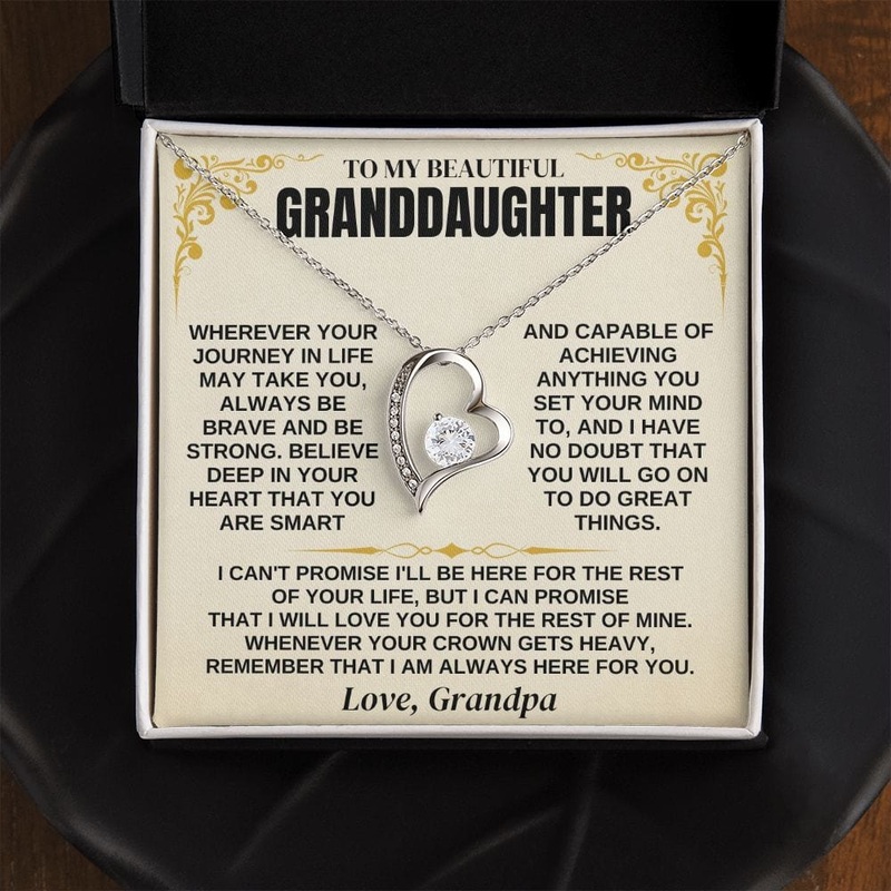 To My Granddaughter – Beautiful Heart Necklace Gift Set – SS341