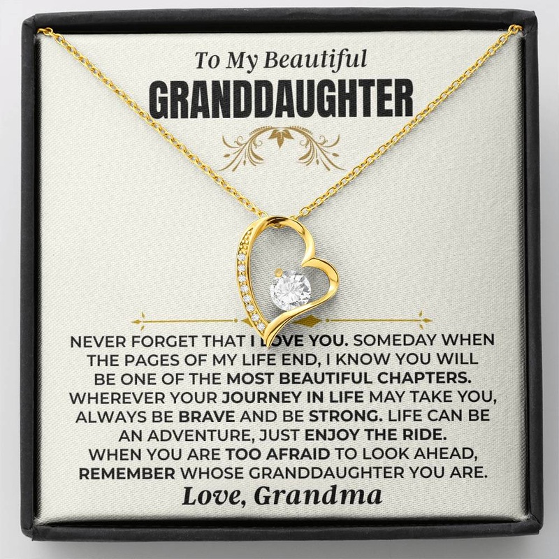 To My Beautiful Granddaughter Necklace – 18k Yellow Gold Forever Love Gift Set – SS477