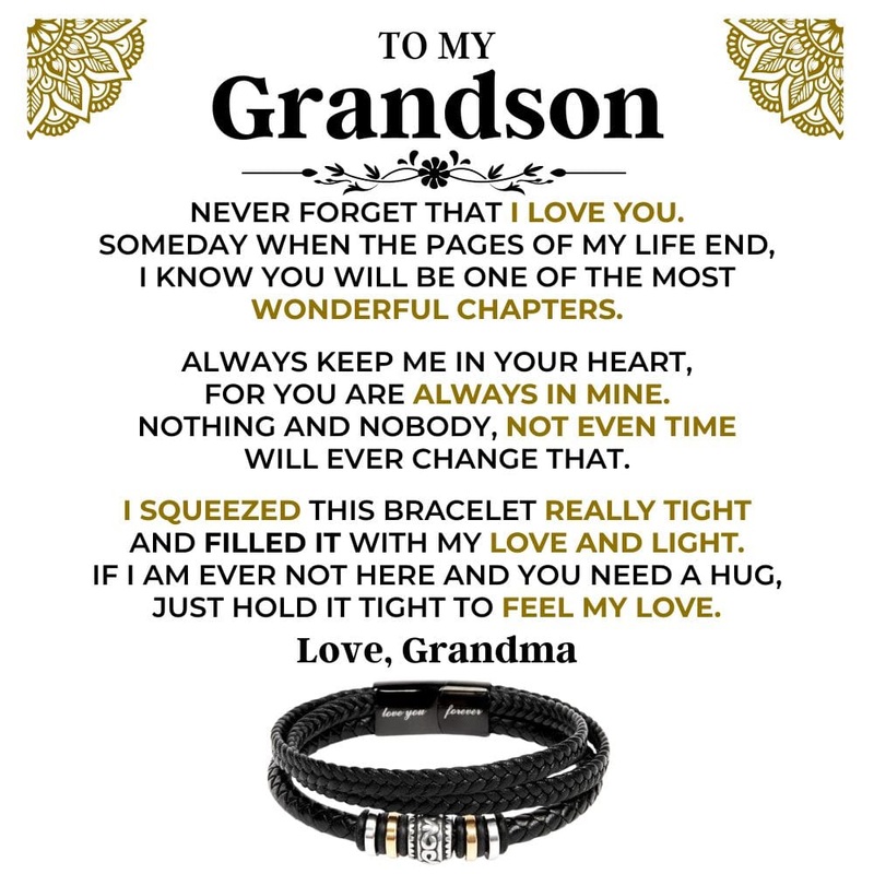 To My Grandson | Braided Leather Bracelet Gift Set – SS514B