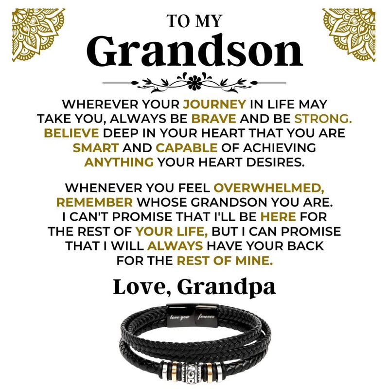 To My Grandson | Braided Leather Bracelet Gift Set – SS519B