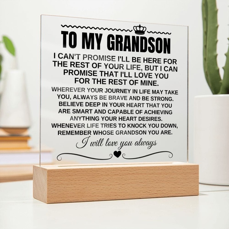 To My Grandson Remember Whose Grandson You Are Acrylic Plaque with LED Light – AC12