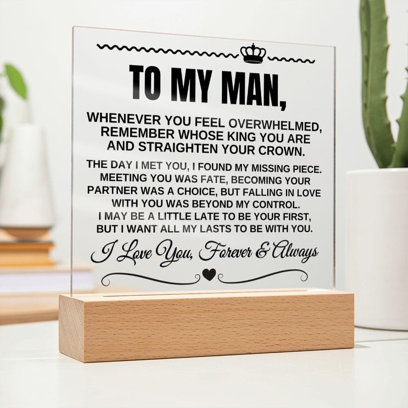 To My Man I Love You Forever & Always Acrylic LED Lamp – AC08